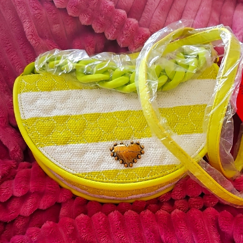 Yellow and White Striped Handbag
